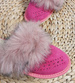 Skórzane ocieplane kapcie damskie Różowe /G2-1 9941 S198/