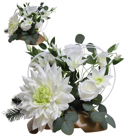 Duży stroik Białe kwiaty KOMP148 M600