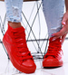 Wysokie czerwone trampki damskie /A2-1 16748 G9-84/