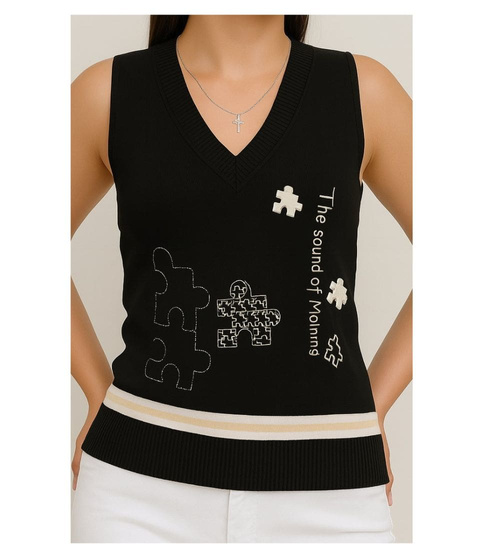 Czarna koszulka bezrękawnik /H2 K17 ub968 S)0/