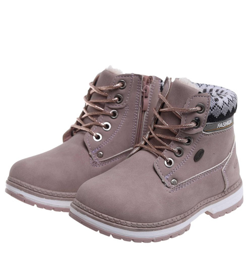 Ocieplane różowe botki trapery dziewczęce /D2-2 18295 T384/