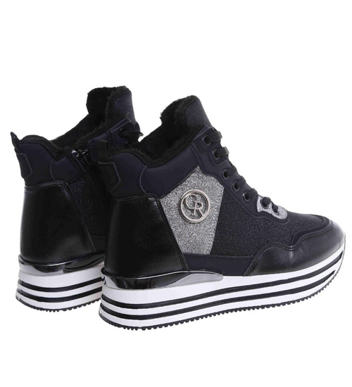 Zimowe botki sportowe damskie czarne /G5-1 18550 W18-47/