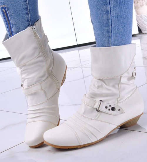 Ocieplane botki kowbojki Ecru /F9-2 12777 T195/ Ocieplane botki kowbojki Ecru /F9-2 12777 T195/