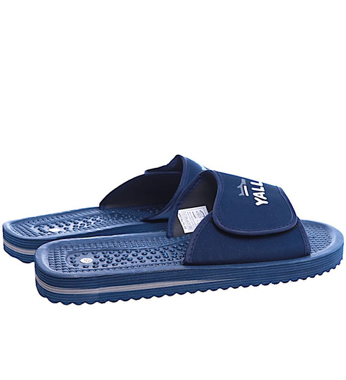 Męskie granatowe klapki na rzep Yalli /E8-1 13658 T194/