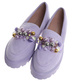 Fioletowe półbuty loafersy na platformie z kamieniami /B3-2 18485 T203/