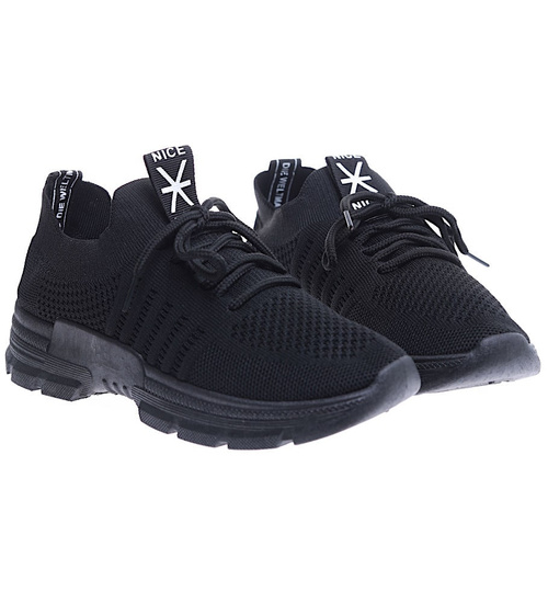 Wsuwane czarne buty sportowe damskie /D6-3 15618 T256/