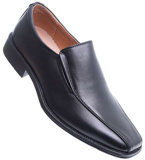 Wsuwane męskie czarne półbuty mokasyny /D6-1 15497 T251/