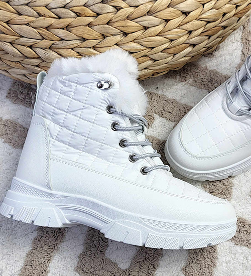 Białe zimowe śniegowce z futerkiem /D7-1 15355 T562/