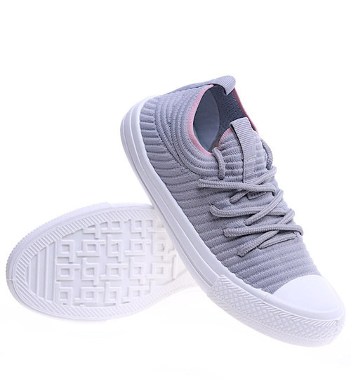 Szare trampki damskie slip on /C2-3 13454 S2/