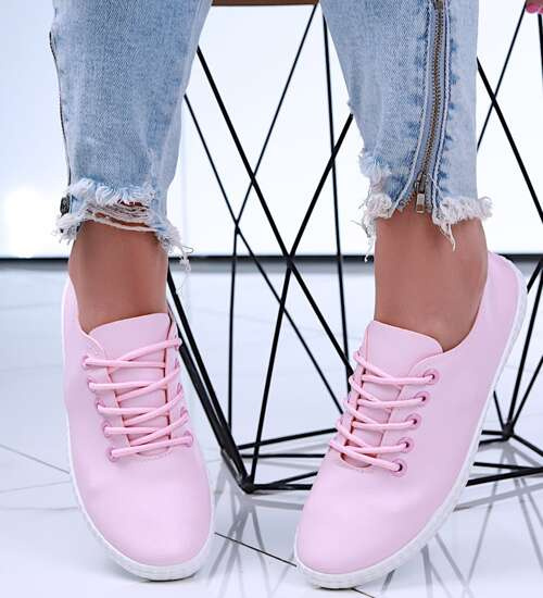 Różowe tenisówki damskie z miękkiego materiału /D6-2 15812 T134/ Różowe tenisówki damskie z miękkiego materiału /D6-2 15812 T134/