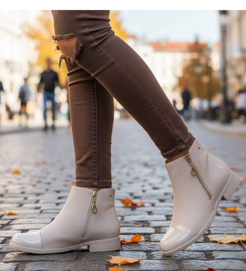 Zimowe beżowe botki damskie ocieplane /L3-2 18544 W222/