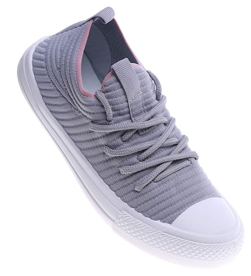 Szare trampki damskie slip on /C2-3 13454 S2/