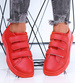 Czerwone damskie trampki na rzepy /E8-3 15712 T138/