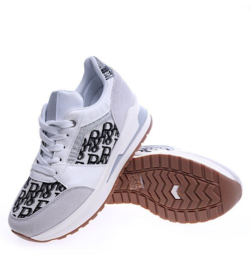 Białe trampki sneakersy na niskim koturnie /F1-3 13928 T299/