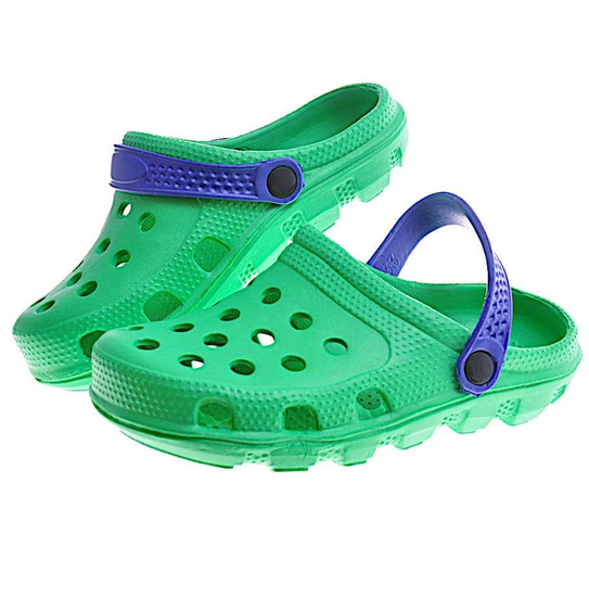 Gumowe klapki Zielone z paskiem /E7-1 10868 S097/