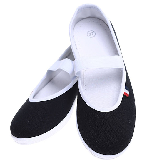 Czarne wsuwane balerinki tenisówki czeszki /G1-1 16024 T295/