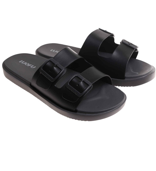 Klapki męskie czarne wodoodporne na plażę /A9-1 17855  T008/