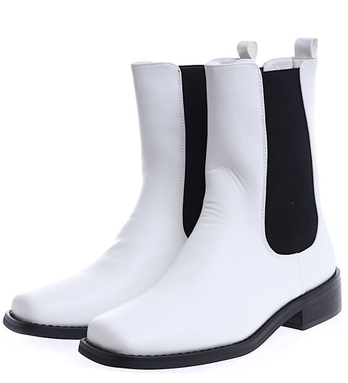 Wysokie białe botki sztyblety /E10-2 15142 S238/