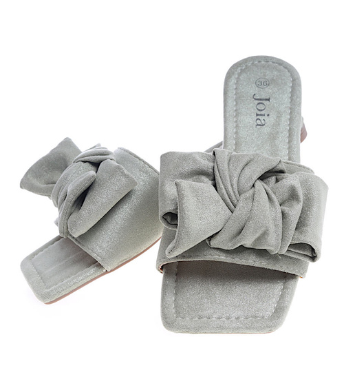 Płaskie oliwkowe klapki damskie /E2-2 13703 T194/