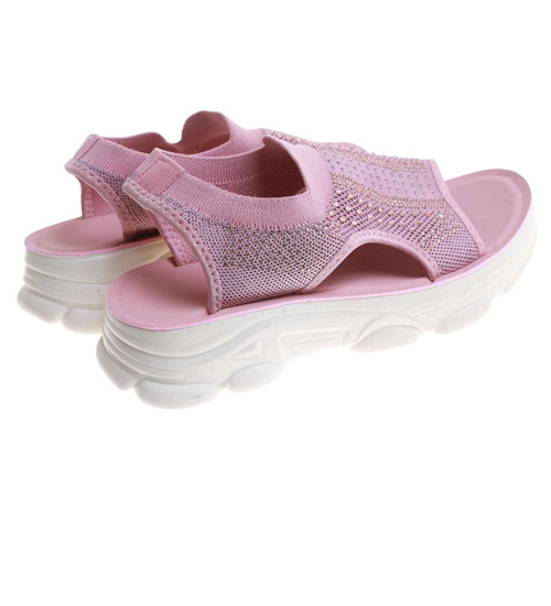 Różowe elastyczne sandały na platformie /A1-2 17743 W132/