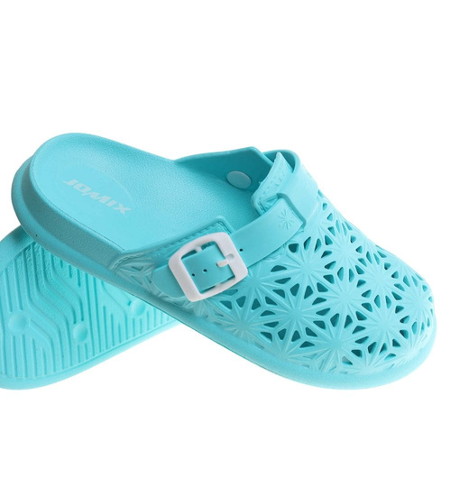 Klapki damskie Ażurowe buty na plażę Turkusowe /H2 17854 G008/