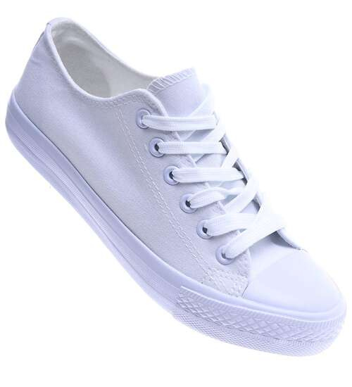 Białe sznurowane trampki damskie /G8-3 14503 S135/