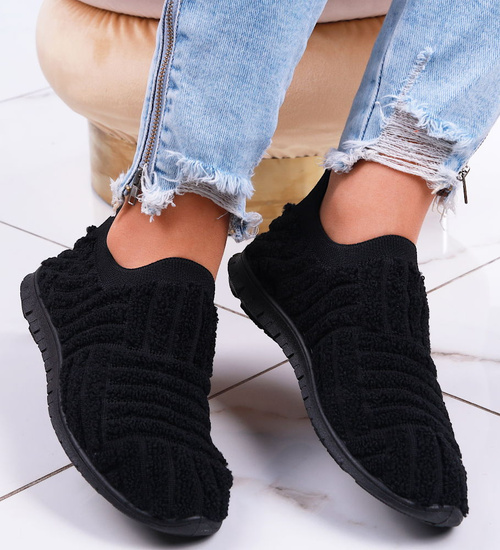 Wsuwane damskie czarne buty sportowe /F3-2 13164 S192/