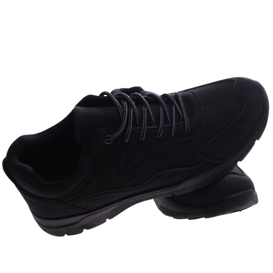 Czarne sznurowane męskie buty sportowe /A9-3 17359 T385/