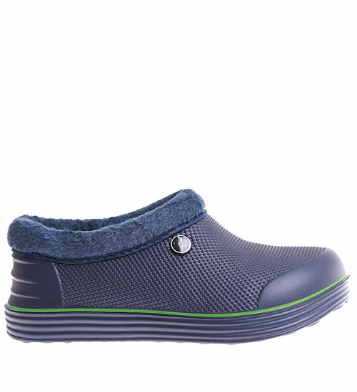 Granatowe krótkie kalosze piankowe z futerkiem /E9-1 17072  T291/