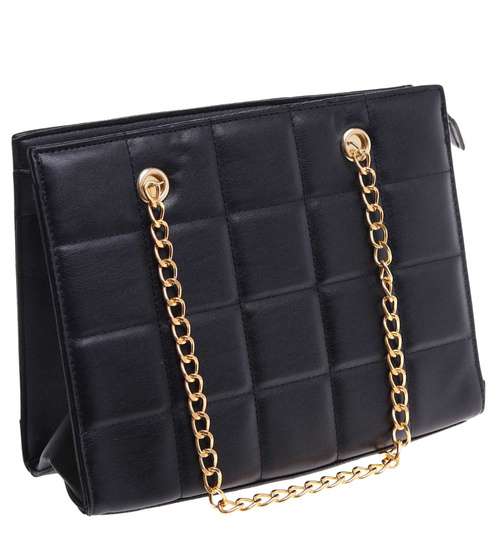 Czarna torebka kuferek z łańcuszkiem i paskiem /H2 K14 TB669 G195/