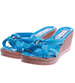 Damskie niebieskie klapki na koturnie i platformie /H2 14317 T005/