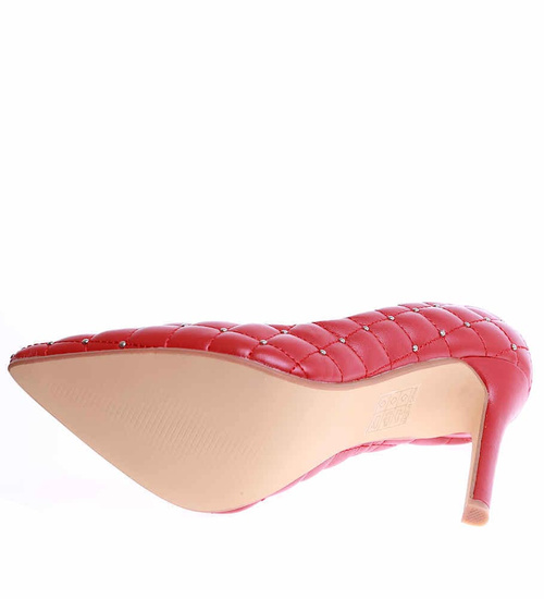 Czerwone czółenka damskie na szpilce /F10-3 16202 G252/