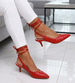 Wiązane czerwone szpilki Lace Up /A9-2 12203 T390/