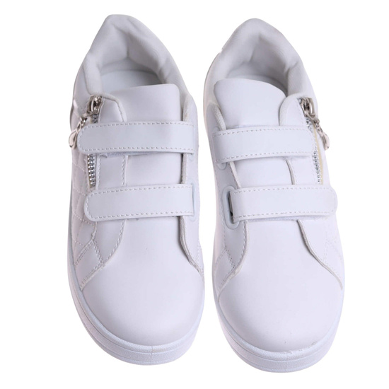 Białe trampki dziewczęce na rzepy /E3-2 17306 T282/