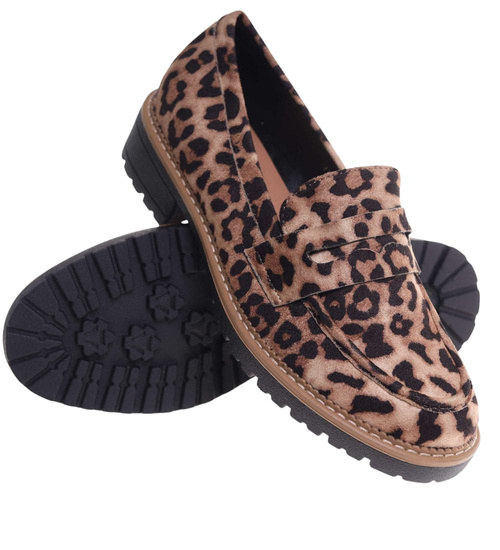 Półbuty damskie w panterkę /K3-2 18624 W147/