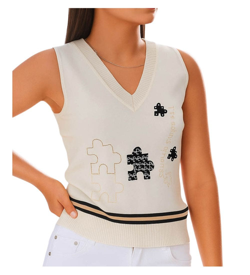 Beżowa koszulka bezrękawnik /H2 K22 ub971 S)0/