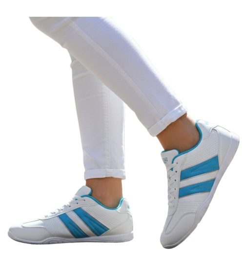 Białe damskie buty sportowe sznurowane ost512
