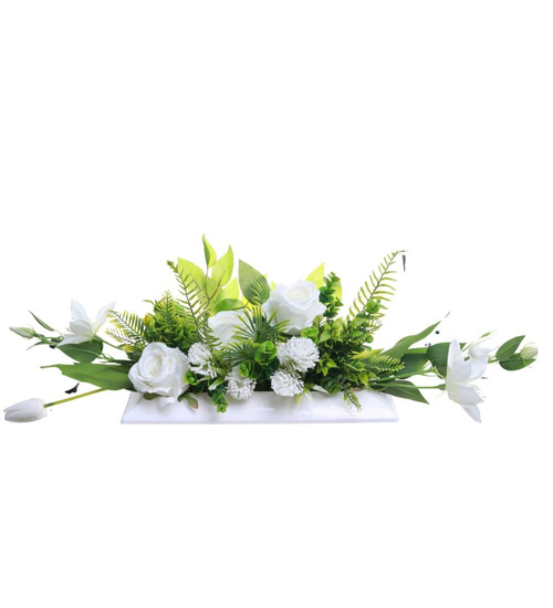 Kompozycja kwiatowa- białe róże w donicy 70 cm /Komp105  P226/