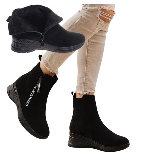 Zimowe sportowe botki damskie czarne /A3-1 18541 W482/