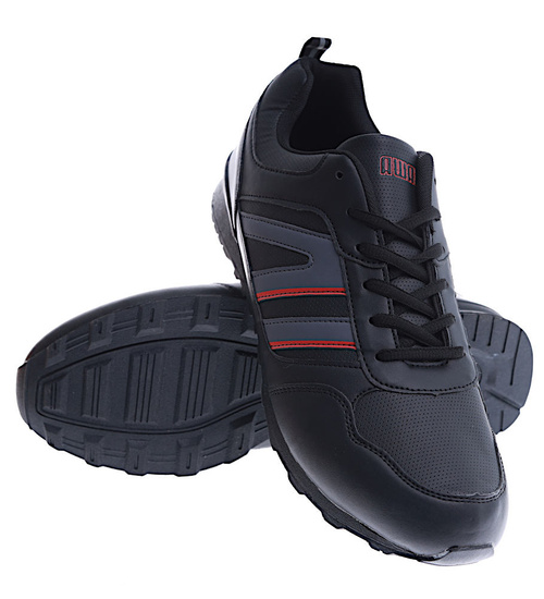 Sznurowane czarne buty sportowe /E7-1 15099 T484/