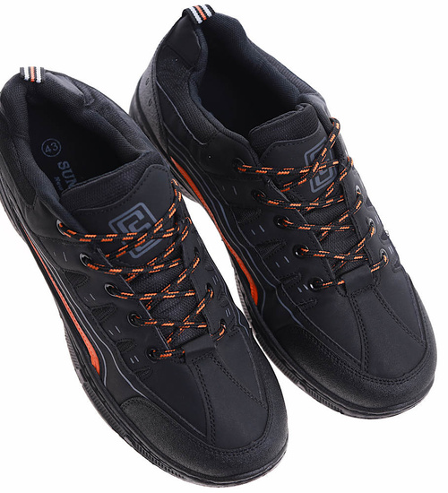 Sznurowane męskie buty trekkingowe Czarne /A8-1 10395 S393/