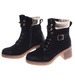 Czarne wiązane botki damskie zimowe /J5-2 18548 W2/