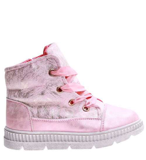 Botki trampki ocieplane różowe dziewczęce /B5-2 16984 T198/