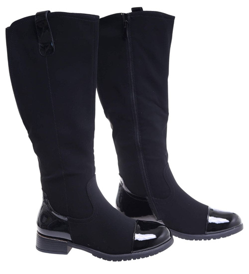 Eleganckie czarne kozaki damskie /C1-2 18297 T5/