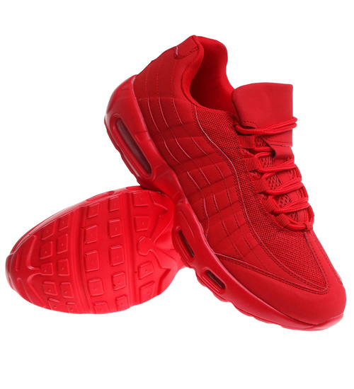 Czerwone wiązane męskie buty sportowe /F1-3 17955 G381/