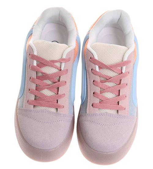 Wiązane trampki damskie na platformie Fioletowe /D4-1 17882 T489/