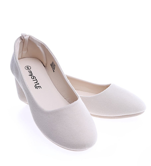 Wiosenne gładkie balerinki beżowe /D1-1 13986 T190/