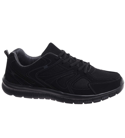 Wiązane czarne męskie buty sportowe Duże rozmiary /D3-3 18018 S471/