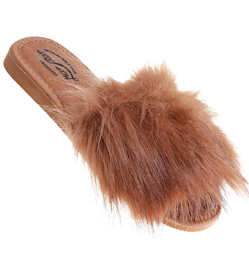 Rude damskie klapki z kudłatym futerkiem Premium /F8-1 11399 S292/