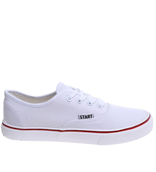 Białe niskie tenisówki damskie z tkaniny /B1-2 15978 G152/